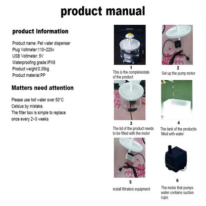 Automatyczna fontanna USB dla kota 1200ml